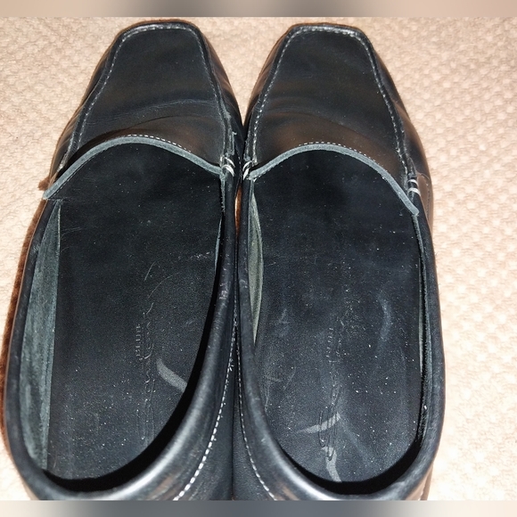 Santoni Black Soft Leather Square Toe Driving Loafers Size 9 main image 11
